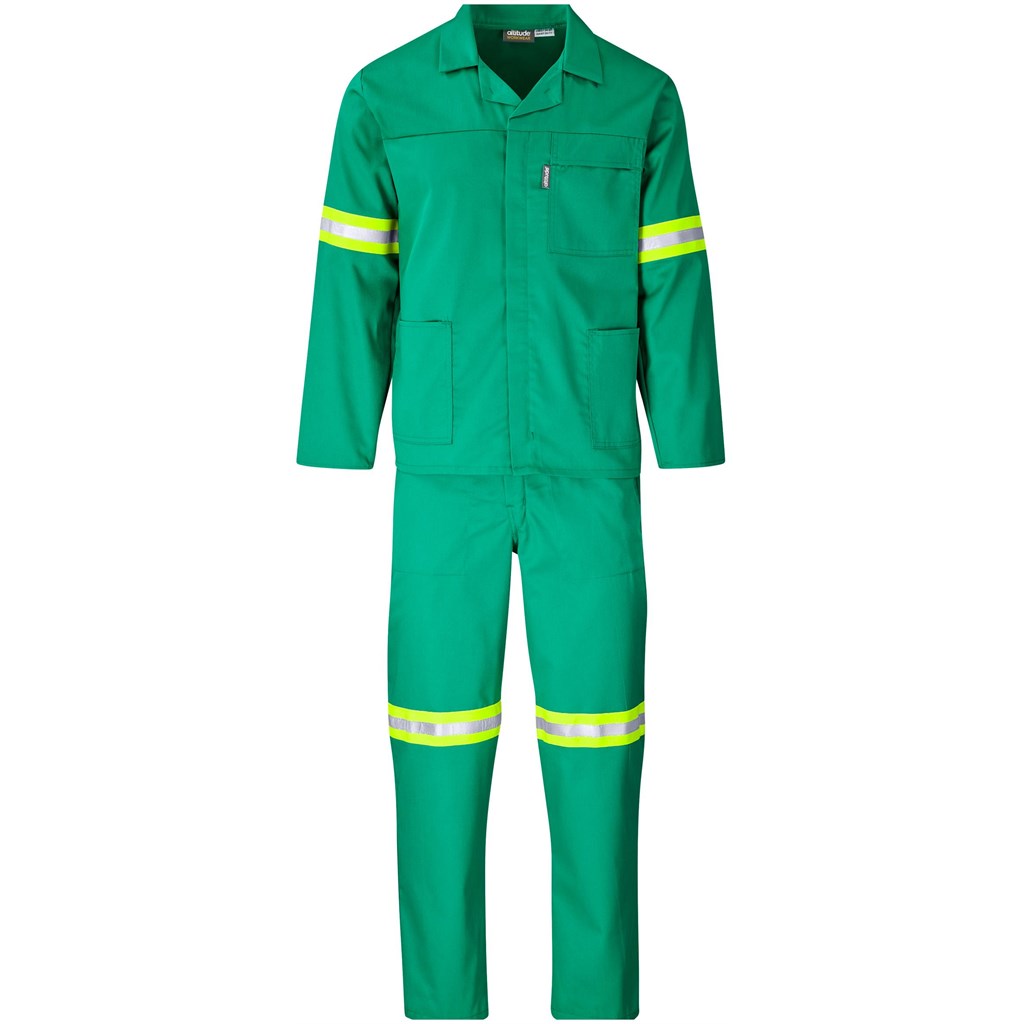 Trade Polycotton Conti Suit - Reflective Arms & Legs - Yellow Tape in Green — Print Fast Express