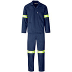 Trade Polycotton Conti Suit - Reflective Arms & Legs - Yellow Tape in Navy — Print Fast Express