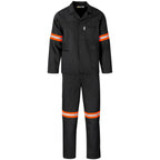 Trade Polycotton Conti Suit - Reflective Arms & Legs - Orange Tape in Black — Print Fast Express