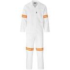 Trade Polycotton Conti Suit - Reflective Arms & Legs - Orange Tape in White — Print Fast Express