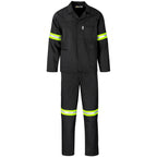 Trade Polycotton Conti Suit - Reflective Arms, Legs & Back - Yellow Tape in Black — Print Fast Express