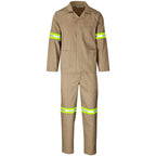 Trade Polycotton Conti Suit - Reflective Arms, Legs & Back - Yellow Tape in Khaki — Print Fast Express