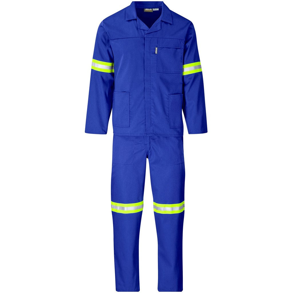 Trade Polycotton Conti Suit - Reflective Arms, Legs & Back - Yellow Tape in Royal Blue — Print Fast Express