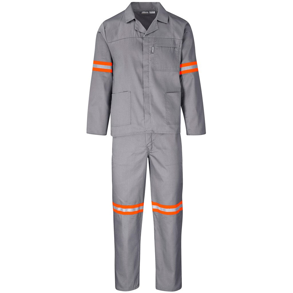 Trade Polycotton Conti - Suit Reflective Arms, Legs & Back - Orange Tape in Grey — Print Fast Express