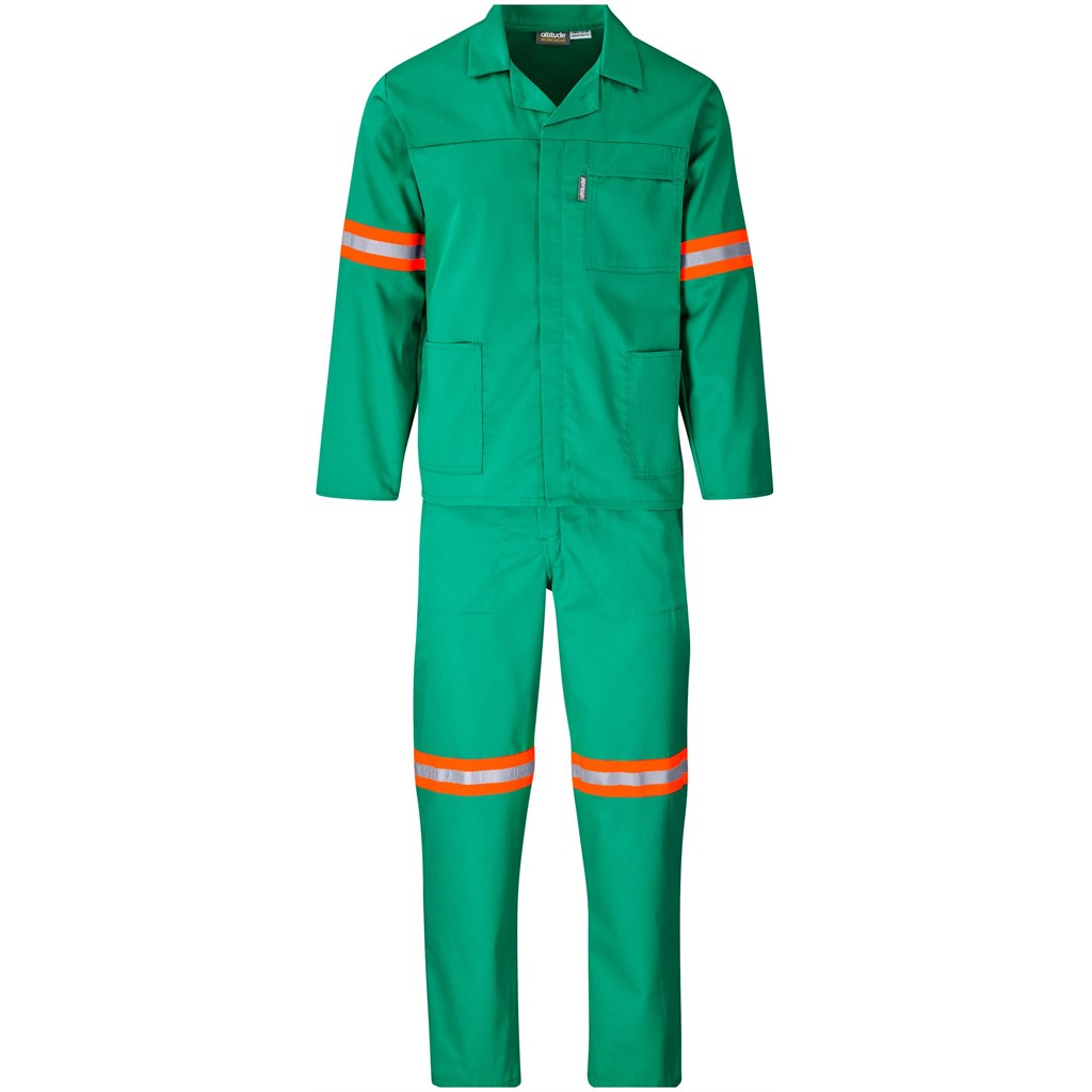 Trade Polycotton Conti - Suit Reflective Arms, Legs & Back - Orange Tape in Green — Print Fast Express