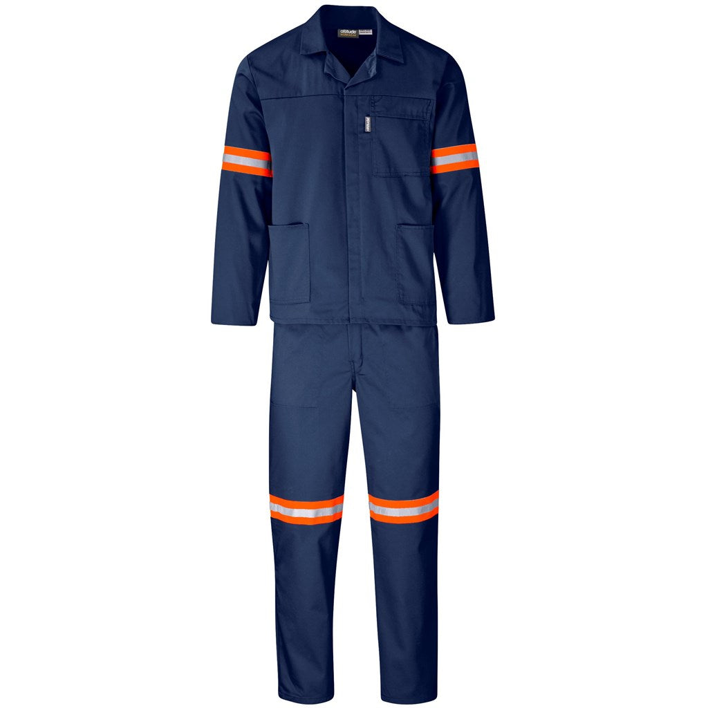 Trade Polycotton Conti - Suit Reflective Arms, Legs & Back - Orange Tape in Navy — Print Fast Express