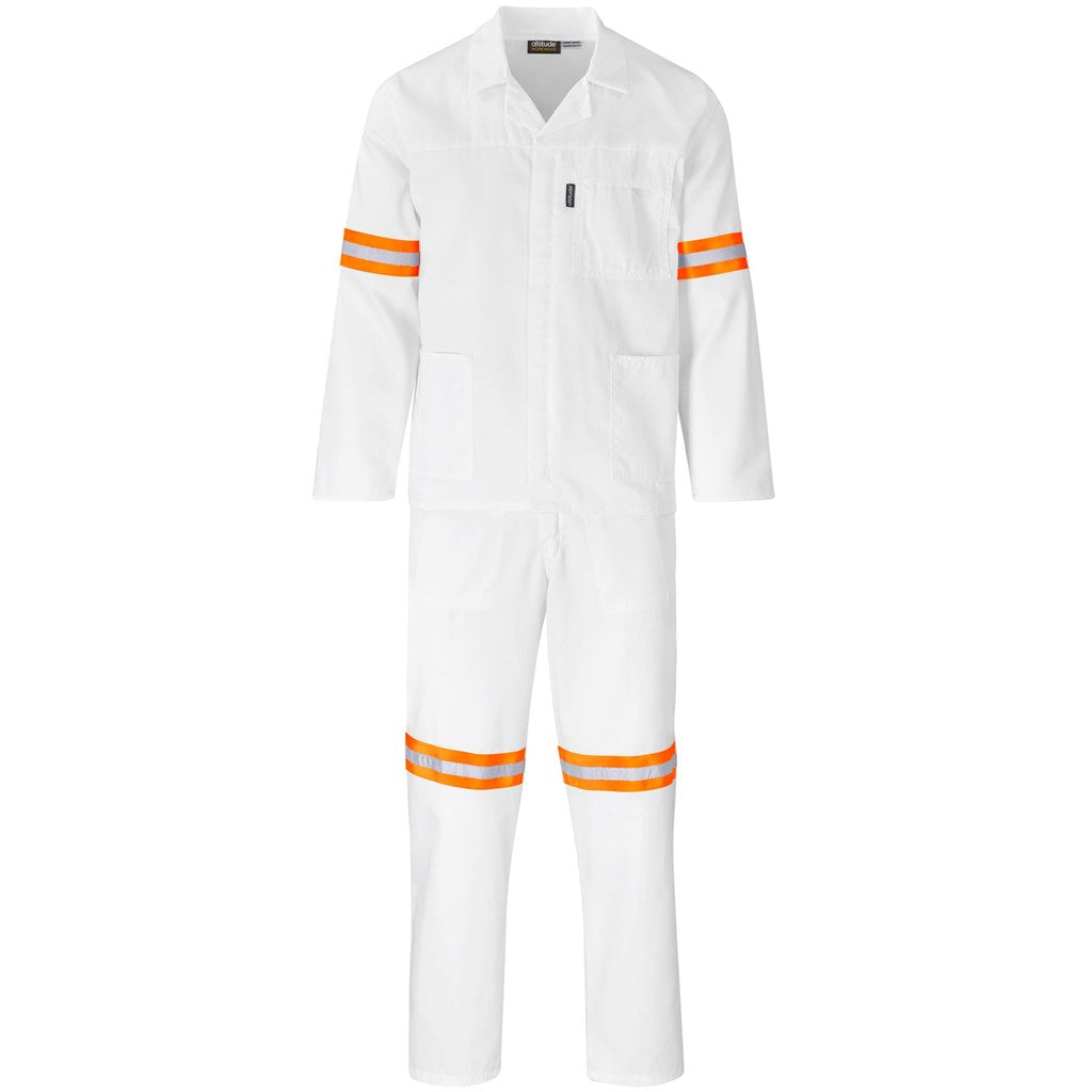 Trade Polycotton Conti - Suit Reflective Arms, Legs & Back - Orange Tape in White — Print Fast Express