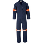 Technician 100% Cotton Conti Suit - Reflective Arms & Legs - Orange Tape in Navy — Print Fast Express