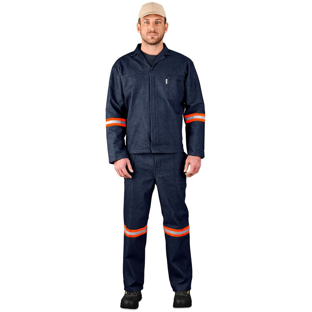 Vintage 100% Cotton Denim Conti Suit - Reflective Arms & Legs - Orange Tape — Print Fast Express