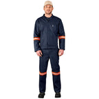 Vintage 100% Cotton Denim Conti Suit - Reflective Arms, Legs & Back - Orange Tape — Print Fast Express