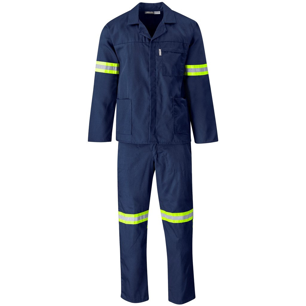 Trade Polycotton Conti Suit - Reflective Arms & Legs - Yellow Taped in Navy — Print Fast Express