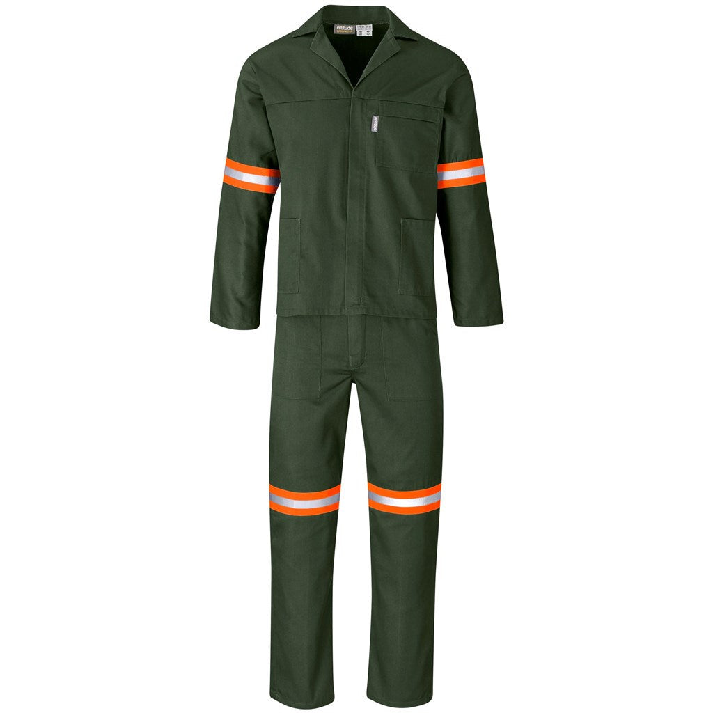 Acid Resistant Polycotton Conti Suit - Reflective Arm & Legs - Orange Tape in Olive — Print Fast Express