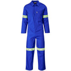 Safety Polycotton Boiler Suit - Reflective Arms & Legs - Yellow Tape in Royal Blue — Print Fast Express