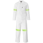 Safety Polycotton Boiler Suit - Reflective Arms & Legs - Yellow Tape in White — Print Fast Express