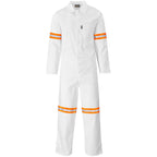 Safety Polycotton Boiler Suit - Reflective Arms & Legs - Orange Tape in White — Print Fast Express