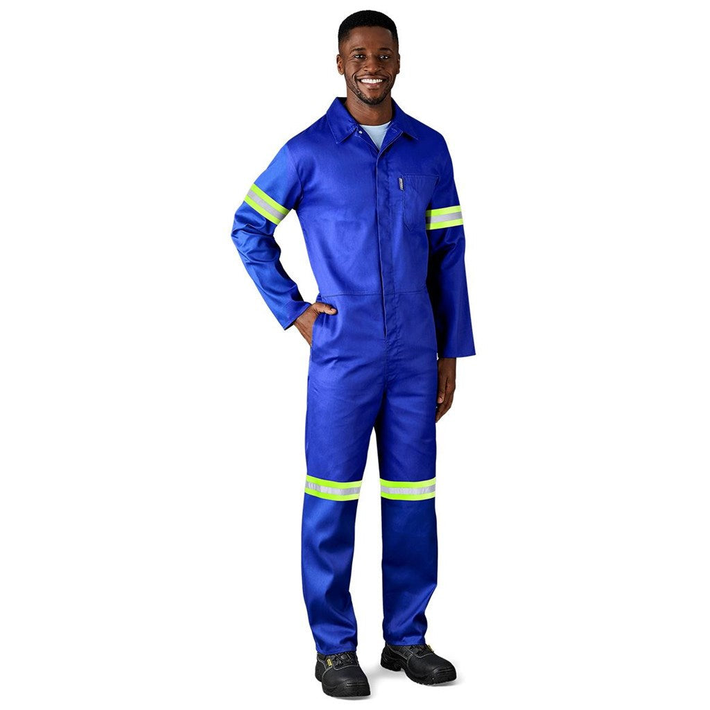 Safety Polycotton Boiler Suit - Reflective Arms Legs & Back - Yellow Tape — Print Fast Express