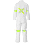 Safety Polycotton Boiler Suit - Reflective Arms Legs & Back - Yellow Tape in White — Print Fast Express