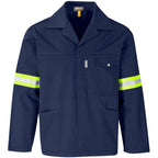 Site Premium Polycotton Jacket - Reflective Arms - Yellow Tape in Navy — Print Fast Express