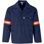 Site Premium Polycotton Jacket - Reflective Arms - Orange Tape in Navy — Print Fast Express