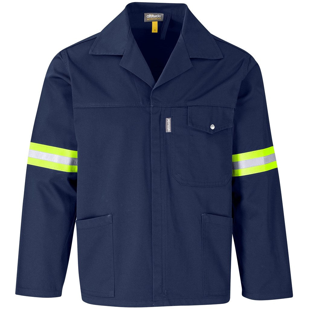 Site Premium Polycotton Jacket - Reflective Arms & Back - Yellow Tape in Navy — Print Fast Express