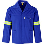 Site Premium Polycotton Jacket - Reflective Arms & Back - Yellow Tape in Royal Blue — Print Fast Express
