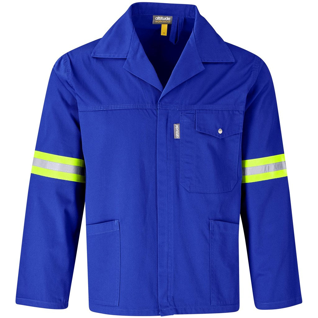 Site Premium Polycotton Jacket - Reflective Arms & Back - Yellow Tape in Royal Blue — Print Fast Express