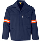 Site Premium Polycotton Jacket - Reflective Arms & Back - Orange Tape in Navy — Print Fast Express