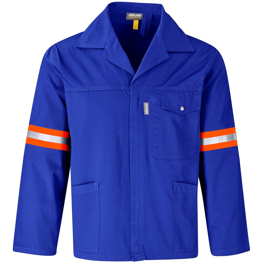 Site Premium Polycotton Jacket - Reflective Arms & Back - Orange Tape in Royal Blue — Print Fast Express