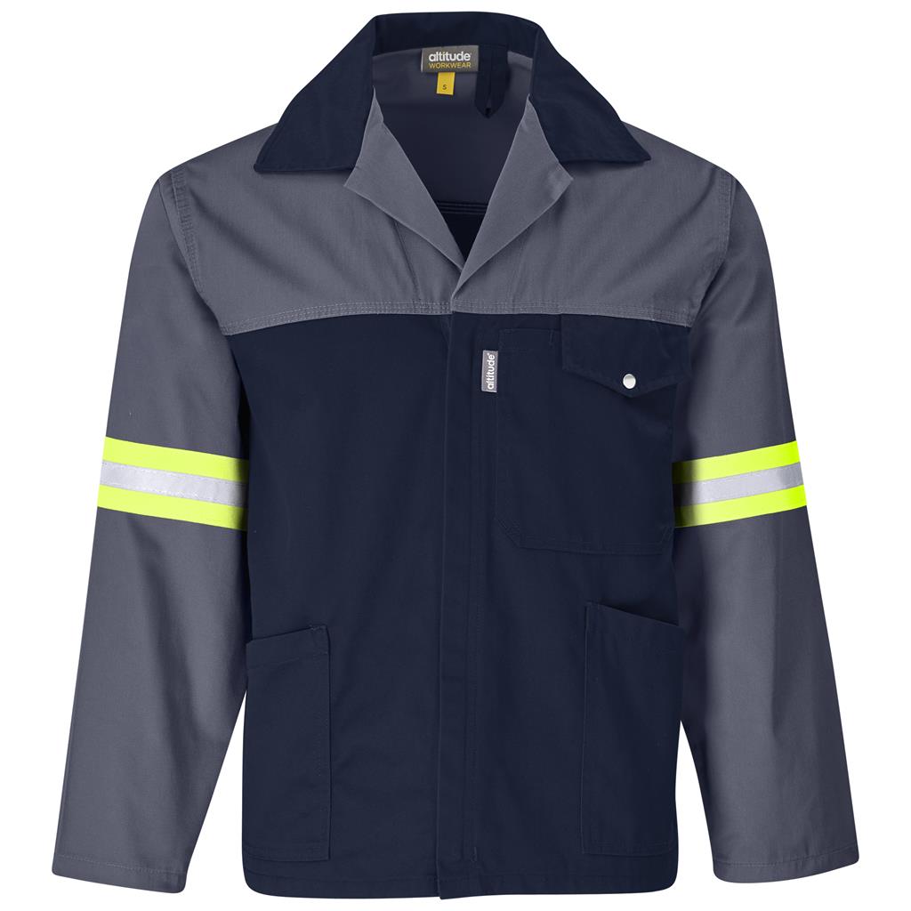 Site Premium Two-Tone Polycotton Jacket - Reflective Arms - Yellow Tape in Grey — Print Fast Express
