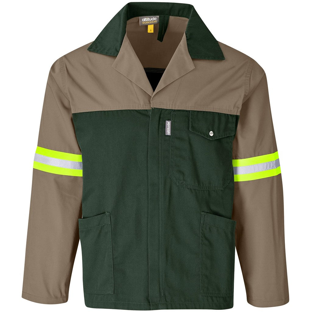 Site Premium Two-Tone Polycotton Jacket - Reflective Arms - Yellow Tape in Khaki — Print Fast Express