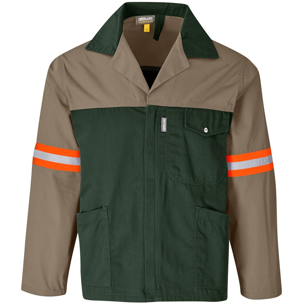 Site Premium Two-Tone Polycotton Jacket - Reflective Arms - Orange Tape in Khaki — Print Fast Express