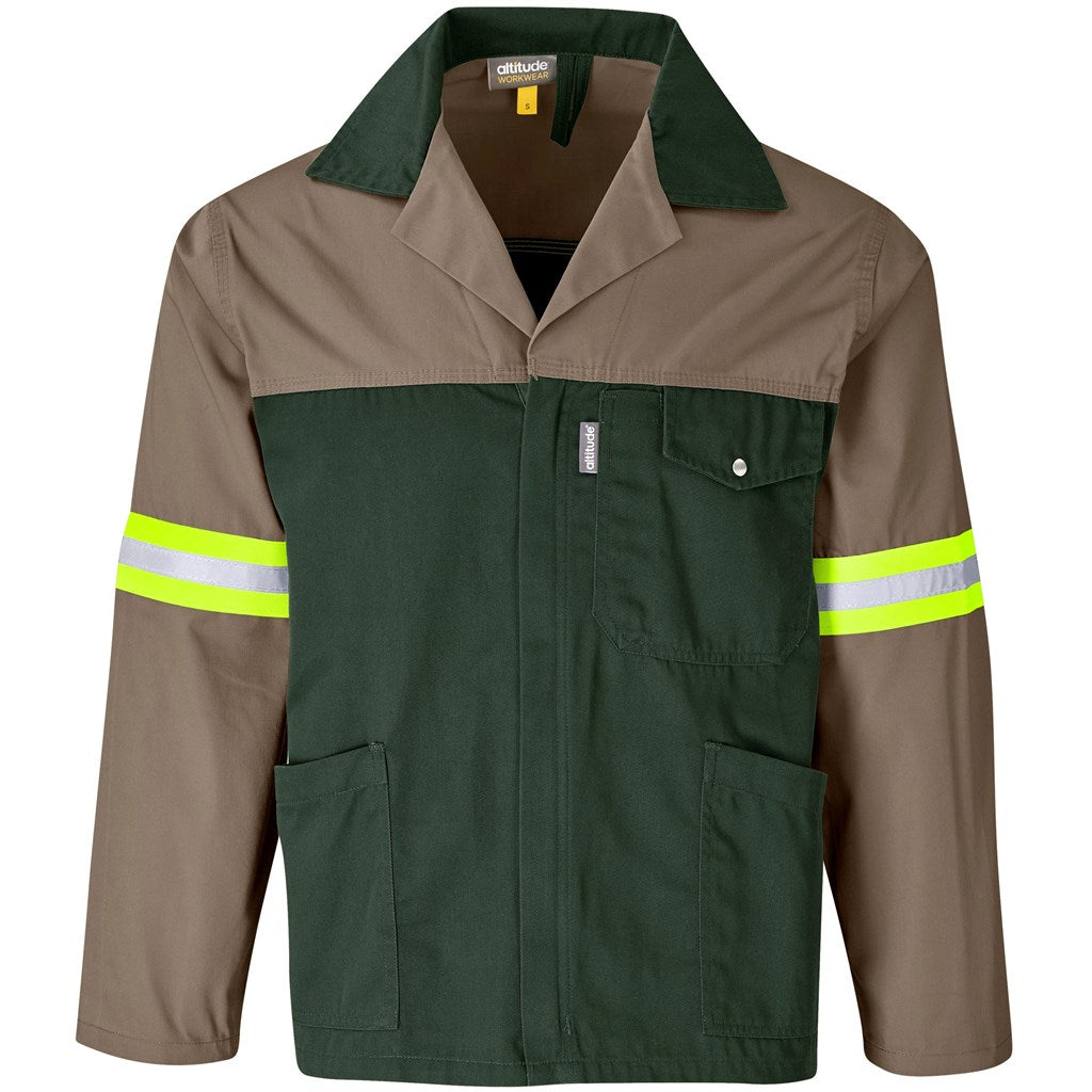 Site Premium Two-Tone Polycotton Jacket - Reflective Arms & Back - Yellow Tape in Khaki — Print Fast Express