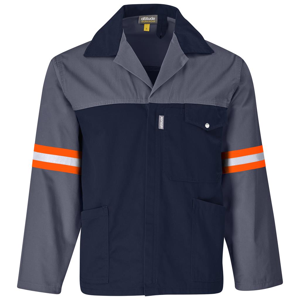 Site Premium Two-Tone Polycotton Jacket - Reflective Arms & Back - Orange Tape in Grey — Print Fast Express