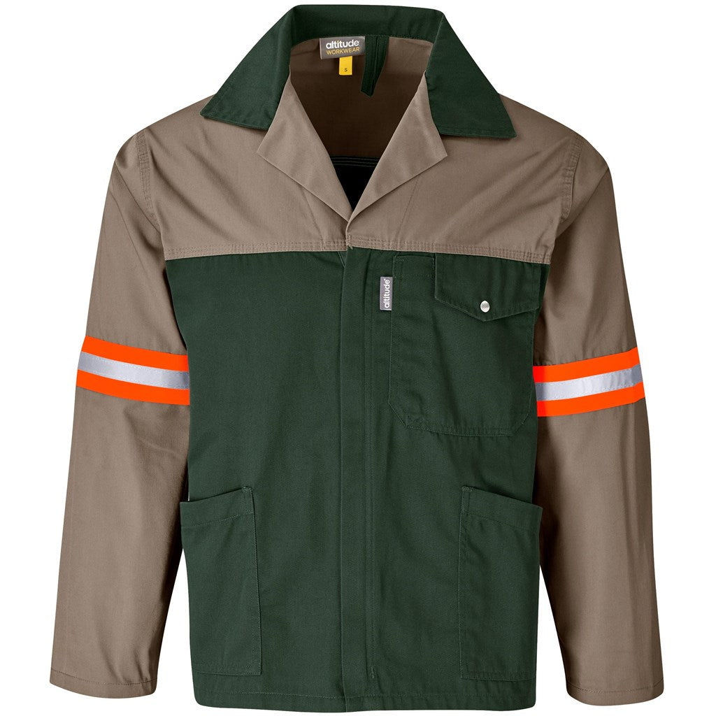Site Premium Two-Tone Polycotton Jacket - Reflective Arms & Back - Orange Tape in Khaki — Print Fast Express
