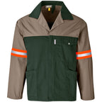Site Premium Two-Tone Polycotton Jacket - Reflective Arms & Back - Orange Tape in Khaki — Print Fast Express