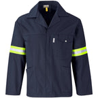 Artisan Premium 100% Cotton Jacket - Reflective Arms - Yellow Tape in Navy — Print Fast Express