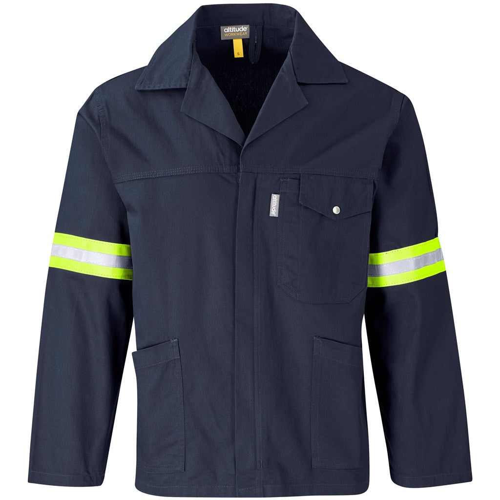 Artisan Premium 100% Cotton Jacket - Reflective Arms - Yellow Tape in Navy — Print Fast Express