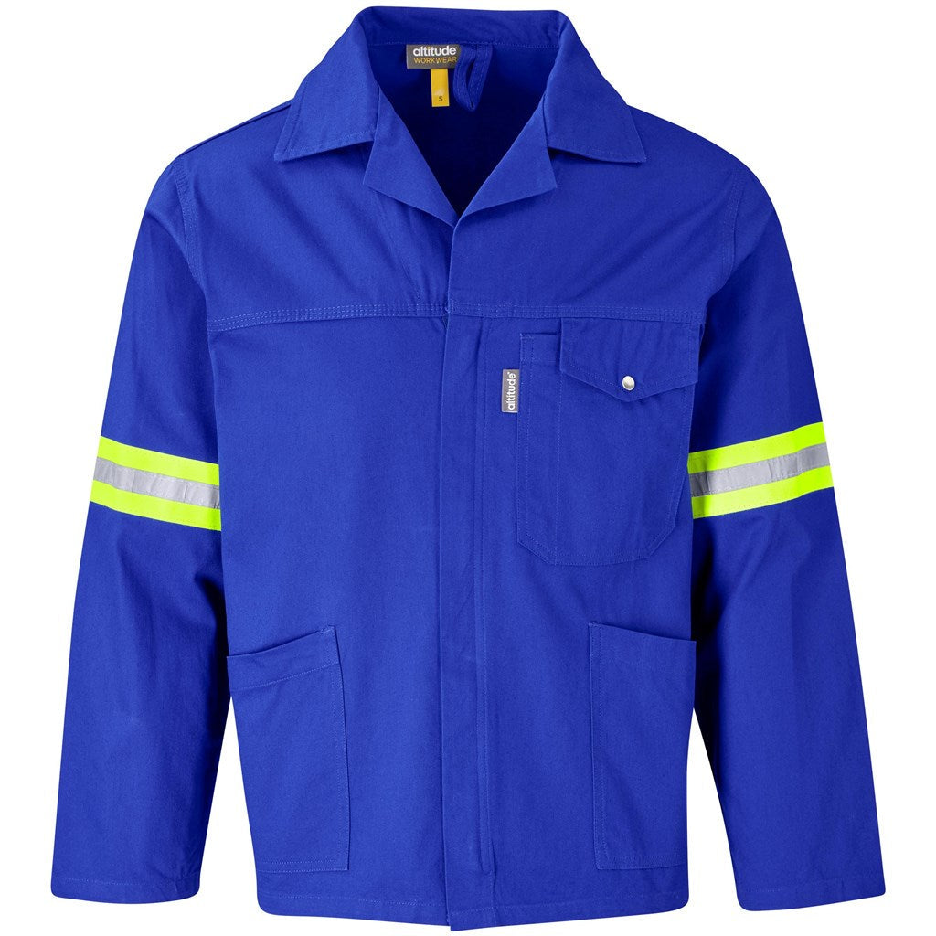 Artisan Premium 100% Cotton Jacket - Reflective Arms - Yellow Tape in Royal Blue — Print Fast Express