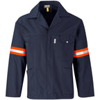 Artisan Premium 100% Cotton Jacket - Reflective Arms - Orange Tape in Navy — Print Fast Express