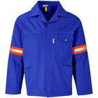 Artisan Premium 100% Cotton Jacket - Reflective Arms & Back - Orange Tape in Royal Blue — Print Fast Express