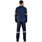 Cast Premium 100% Cotton Denim Jacket - Reflective Arms - Orange Tape — Print Fast Express