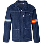 Cast Premium 100% Cotton Denim Jacket - Reflective Arms - Orange Tape in Blue — Print Fast Express