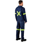Cast Premium 100% Cotton Denim Jacket - Reflective Arms & Back - Yellow Tape — Print Fast Express