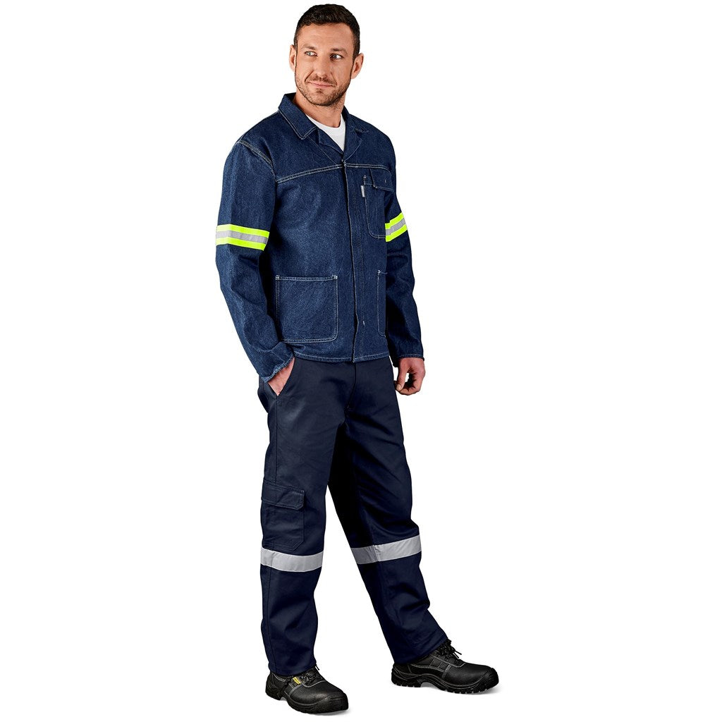 Cast Premium 100% Cotton Denim Jacket - Reflective Arms & Back - Yellow Tape — Print Fast Express