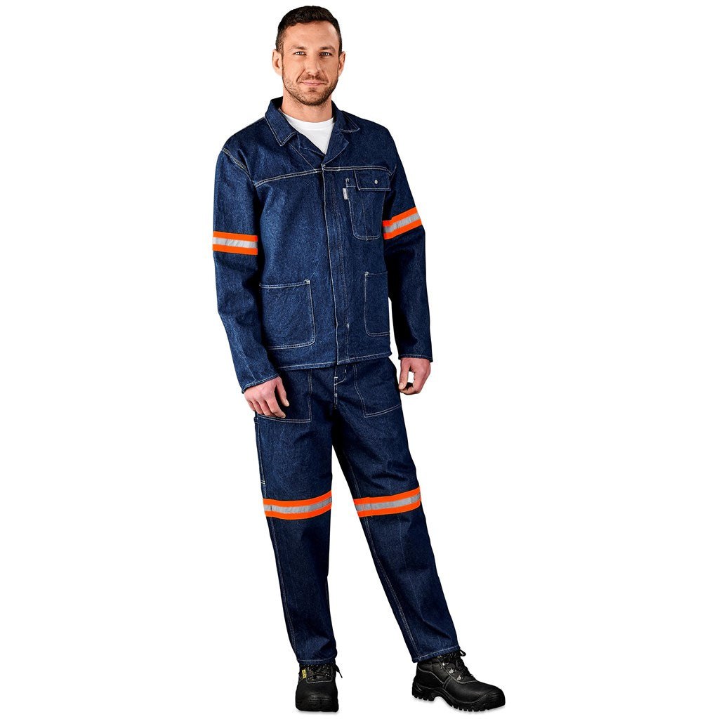 Cast Premium 100% Cotton Denim Jacket - Reflective Arms & Back - Orange Tape — Print Fast Express