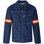 Cast Premium 100% Cotton Denim Jacket - Reflective Arms & Back - Orange Tape in Blue — Print Fast Express