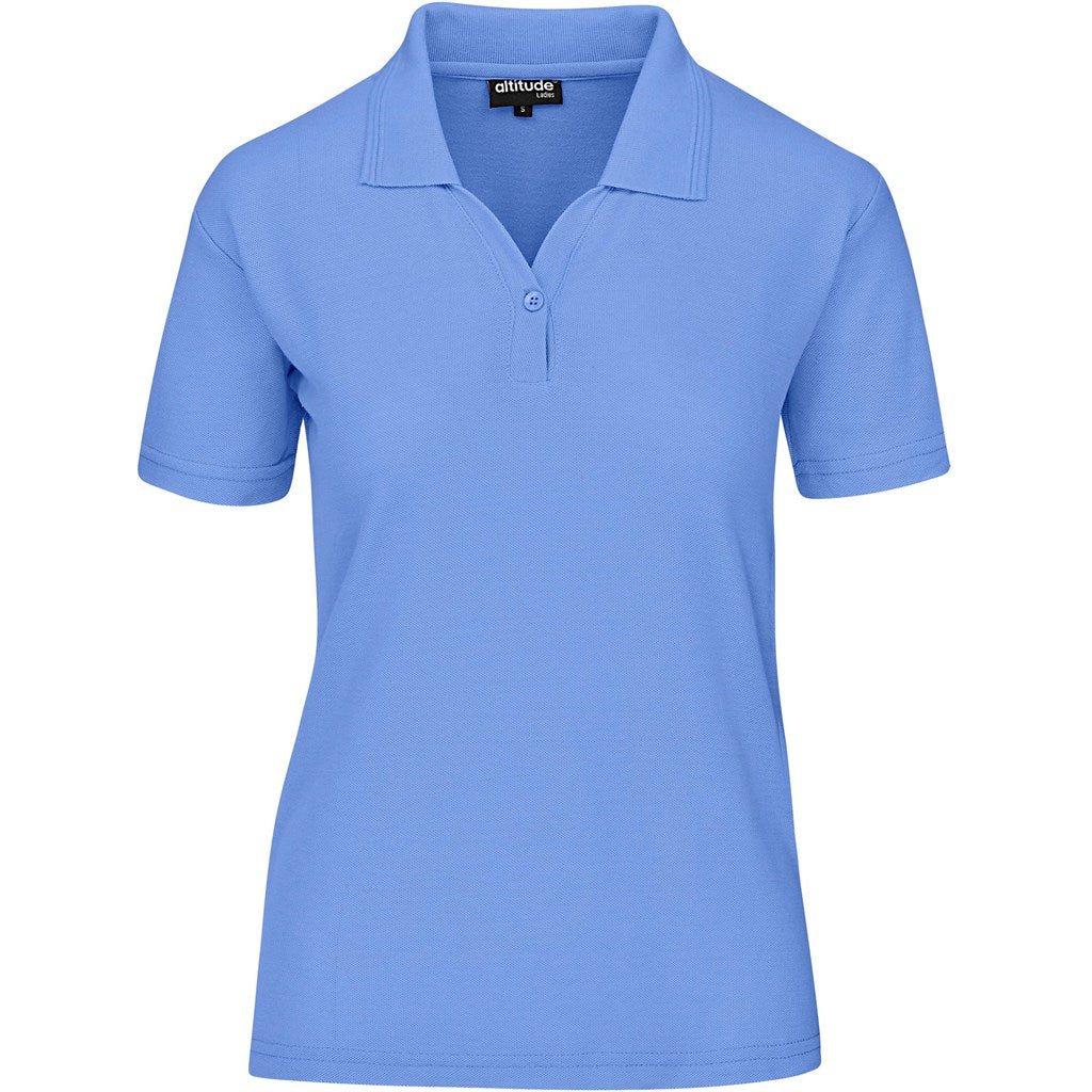 Ladies Basic Pique Golf Shirt in Light Blue — Print Fast Express