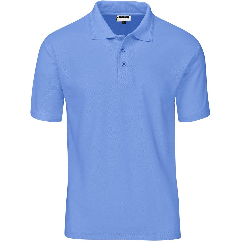 Mens Basic Pique Golf Shirt in Light Blue — Print Fast Express