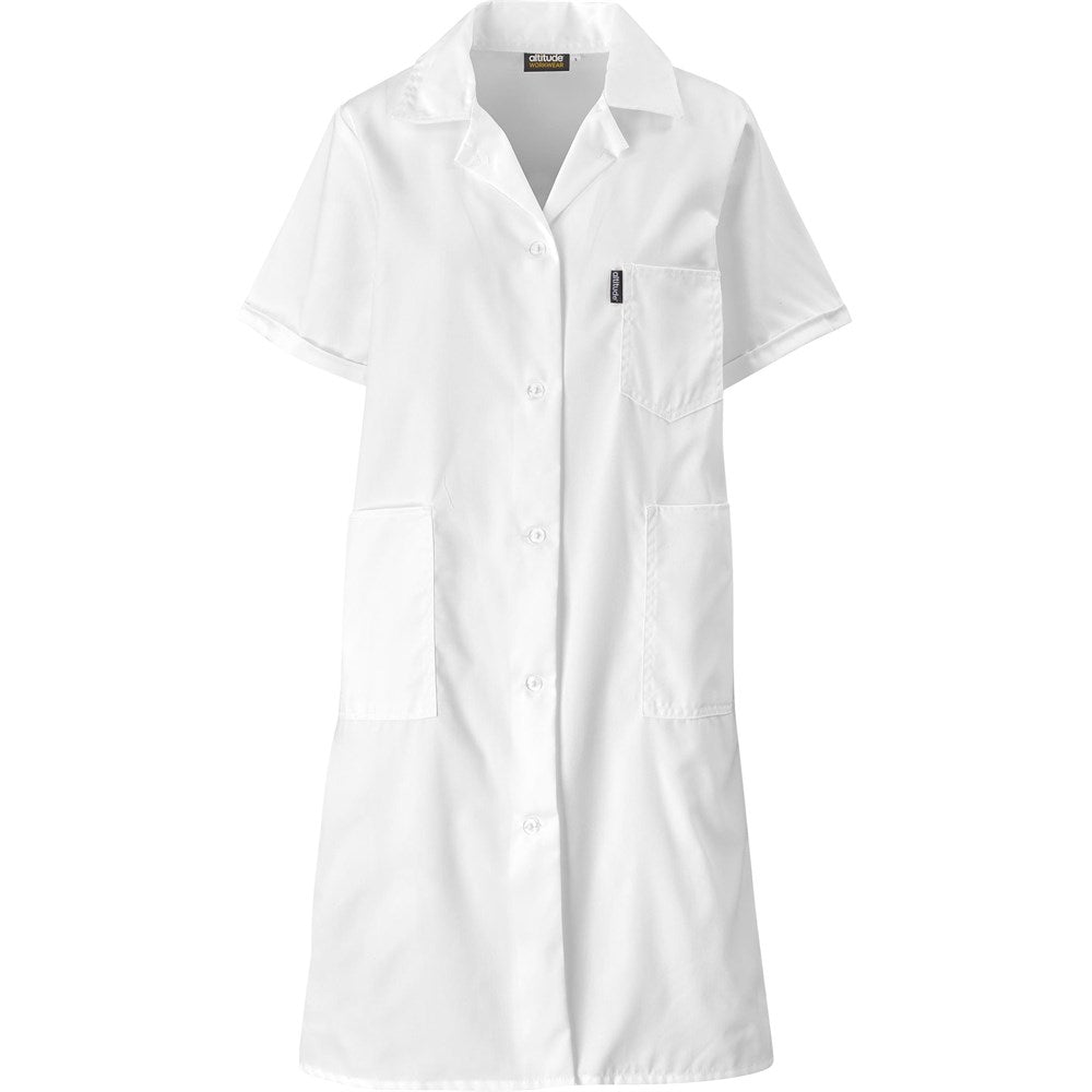 Marriot Polycotton Housecoat in White — Print Fast Express