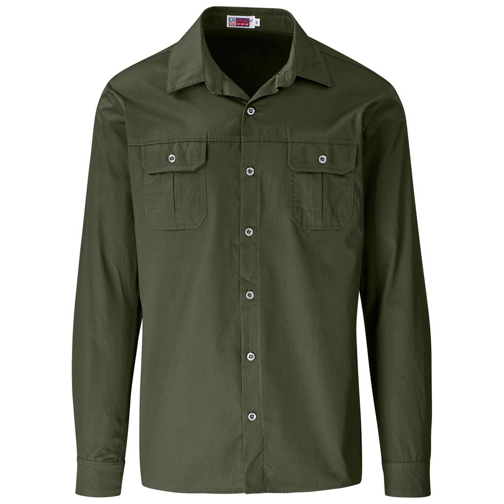 Mens Long Sleeve Wildstone Shirt in Military Green — Print Fast Express